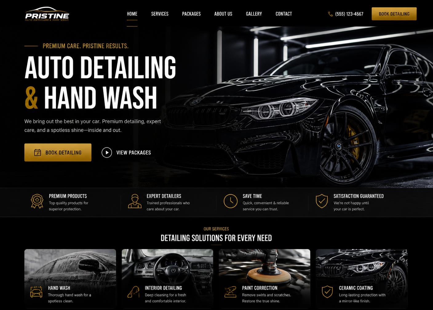 Unique Hand Wash & Auto Detailing website concept preview
